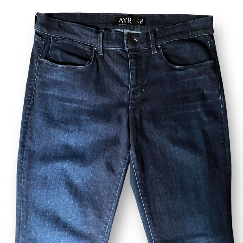 Ayr Womens Skinny Jeans Sz 30X30 Blue Dark Wash Ankle Stretch Denim Distressed - Picture 4 of 7
